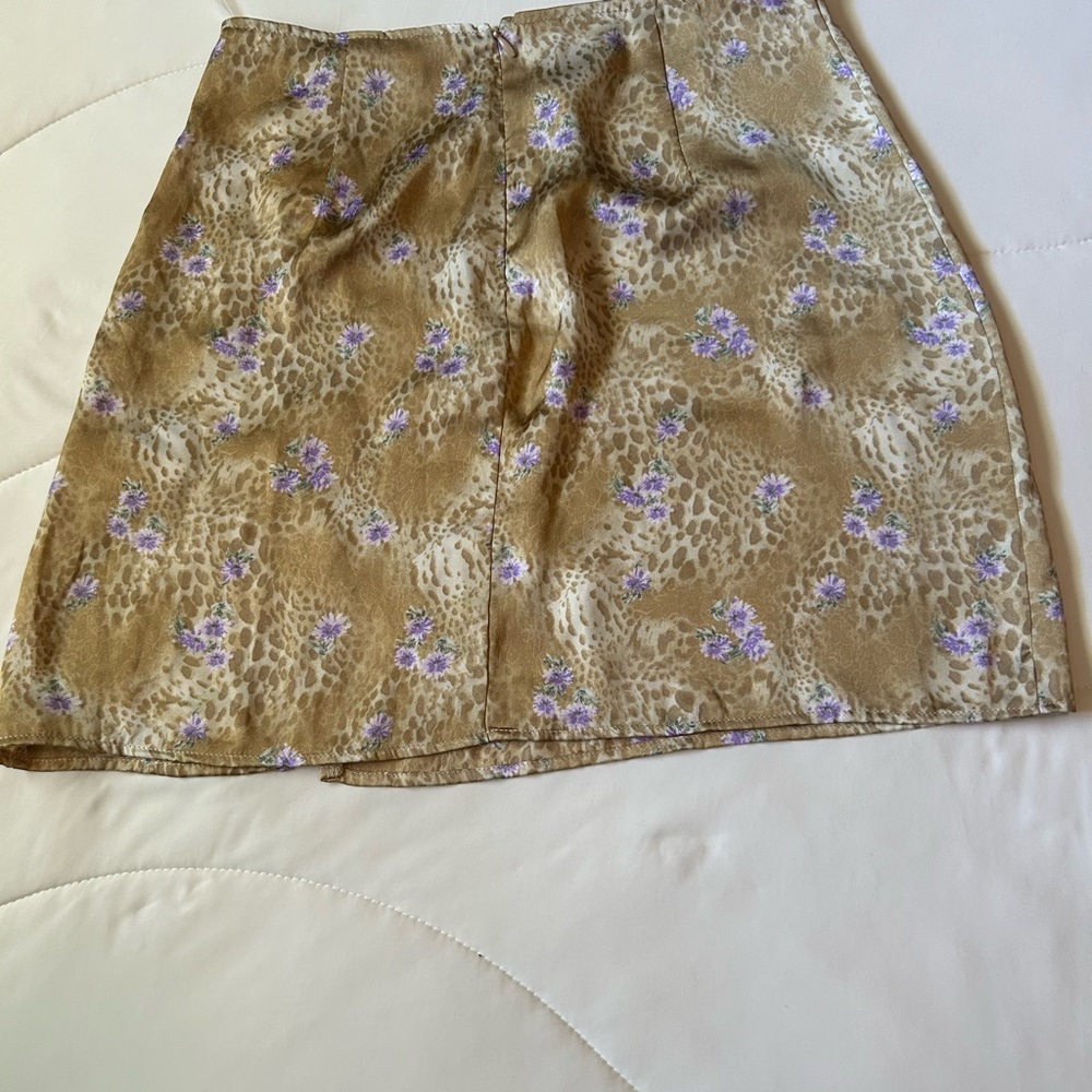 Blue Blush Tan and Purple Floral Mini Skirt